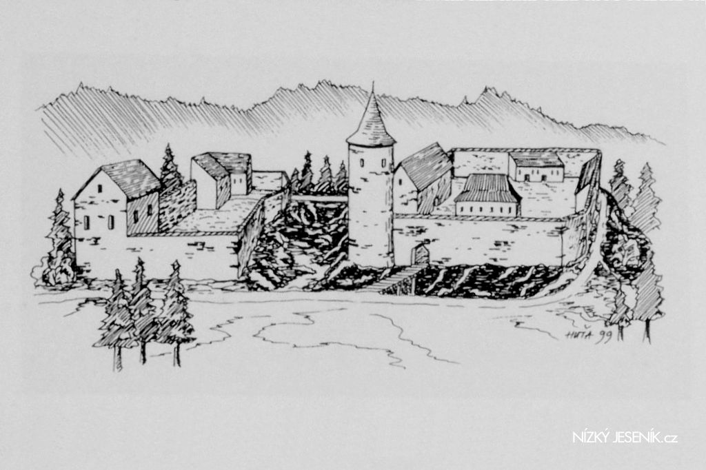 Nkres hradu Vildtejna, Kvtoslav Hua 99, reprofoto infotabule.